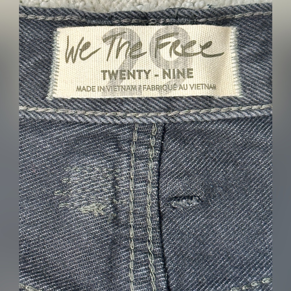 Sz 29 We the Free Free People black denim jean shorts high waist button fly - Picture 4 of 5